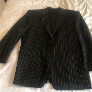 Hickey Freeman Black Pin Striped Suit